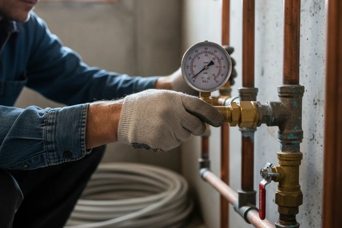 Pressure testing a repaired line during Water Line Repair in Attapulgus